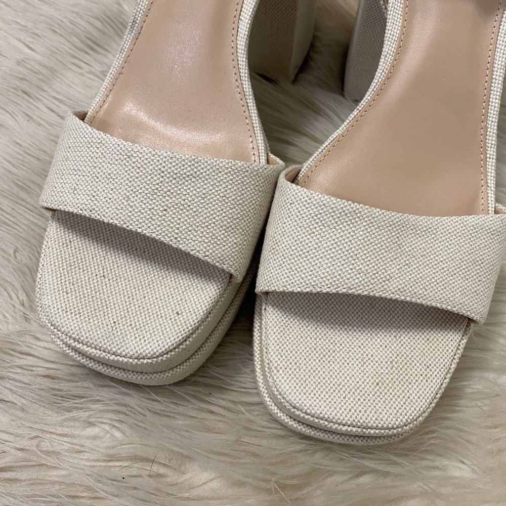Steve Madden Beige Tan Cream Canvas Chunky Warped… - image 3